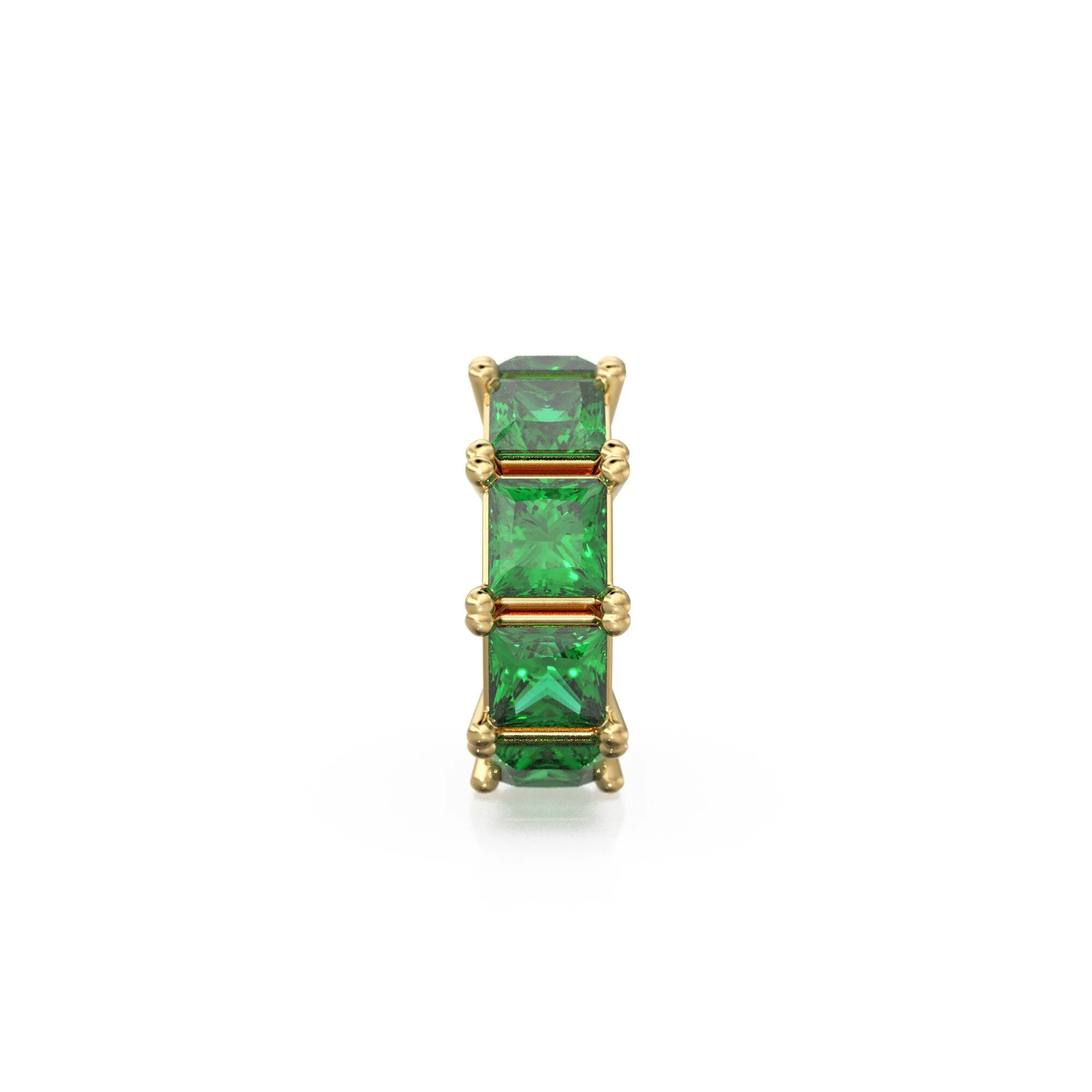 Large hole 12mm 18k Solid Yellow Gold Emerald Eternity Rondelle Wheel Bead Finding Spacer / Princess Cut Gold Bead / European Gold Big Bead