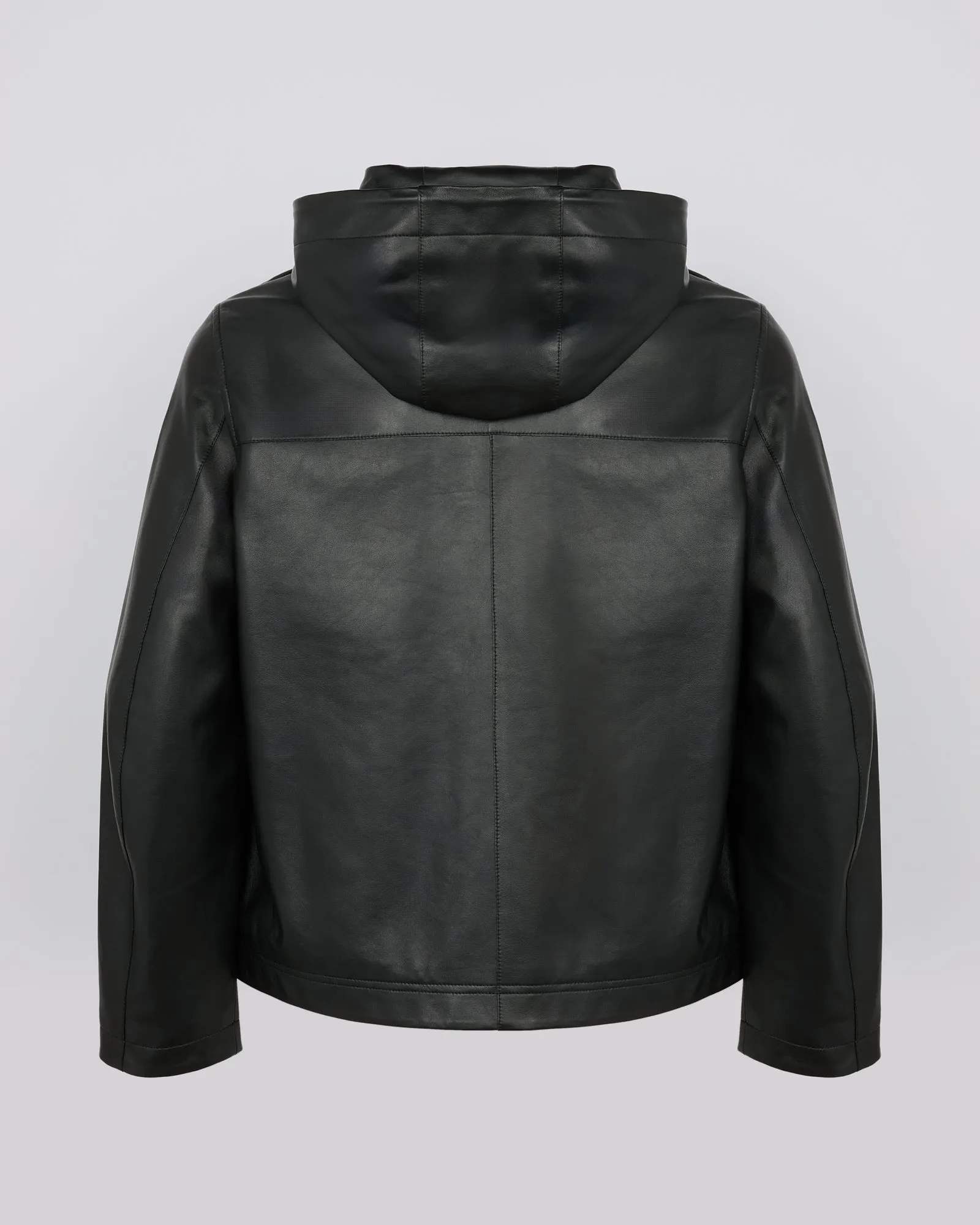 Leather hoodie jacket