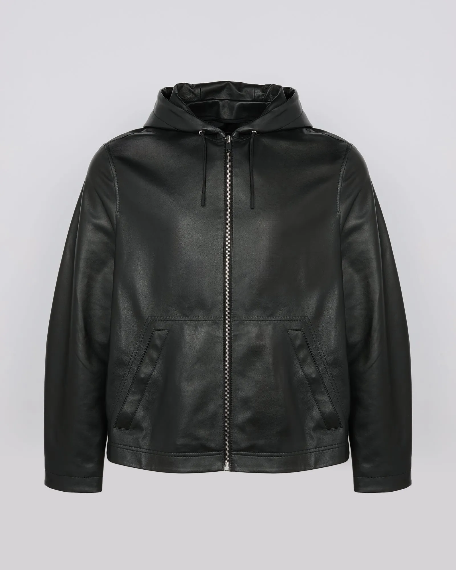 Leather hoodie jacket