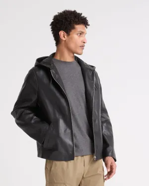 Leather hoodie jacket