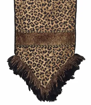 Leopard Table Runner with Feathers
