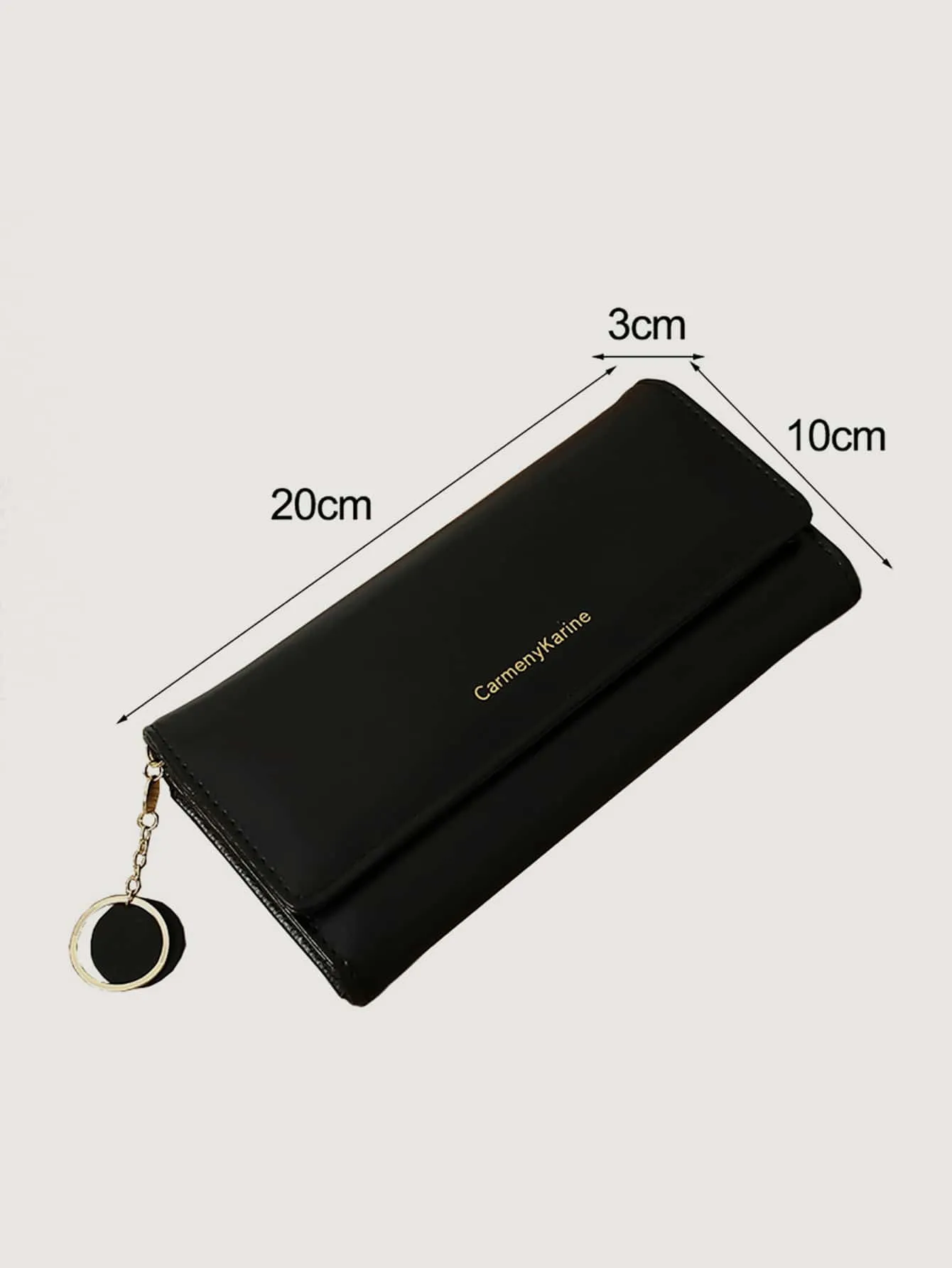 Letter Graphic Flap Long Wallet - Black