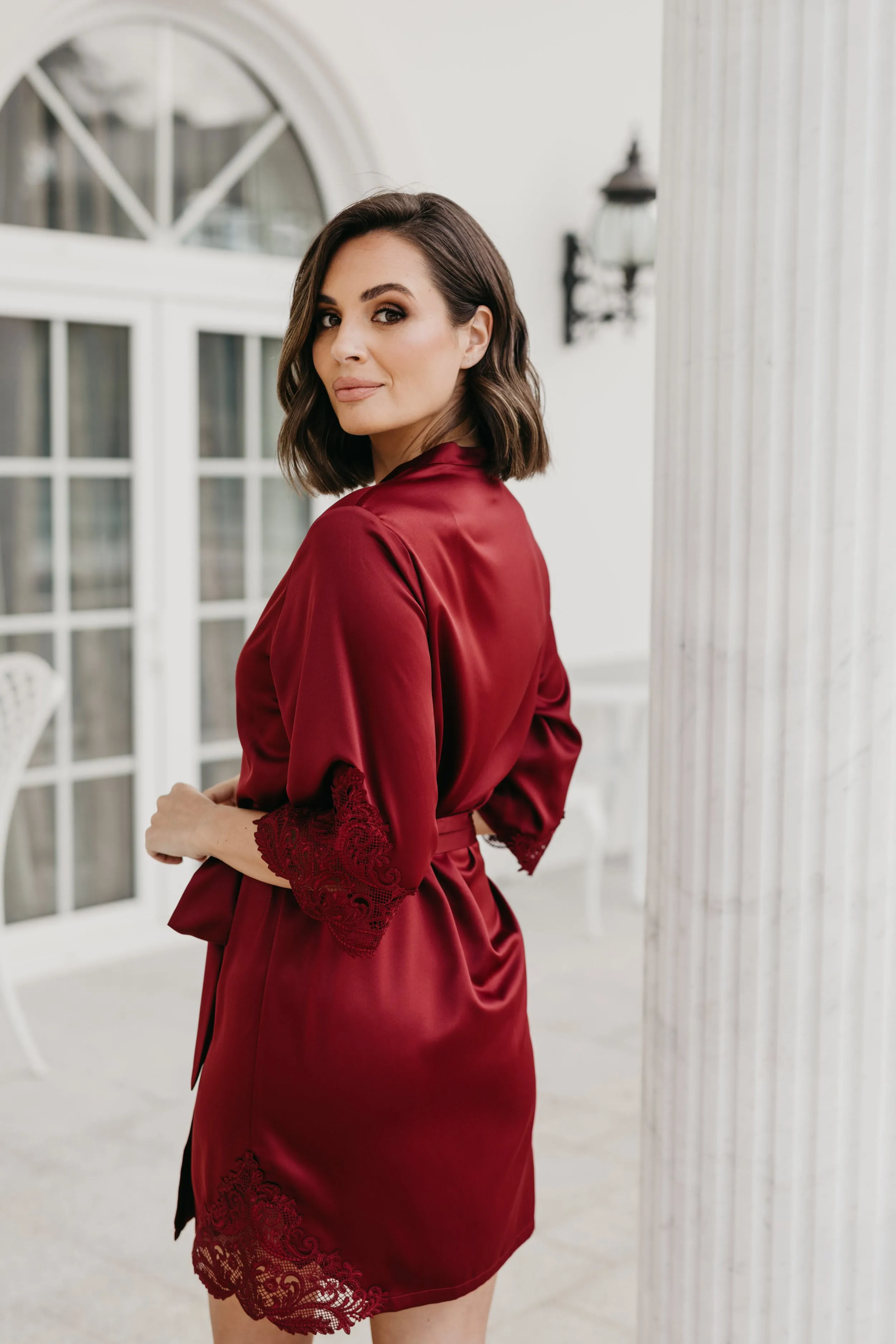 Lidia Lace Trim Robe