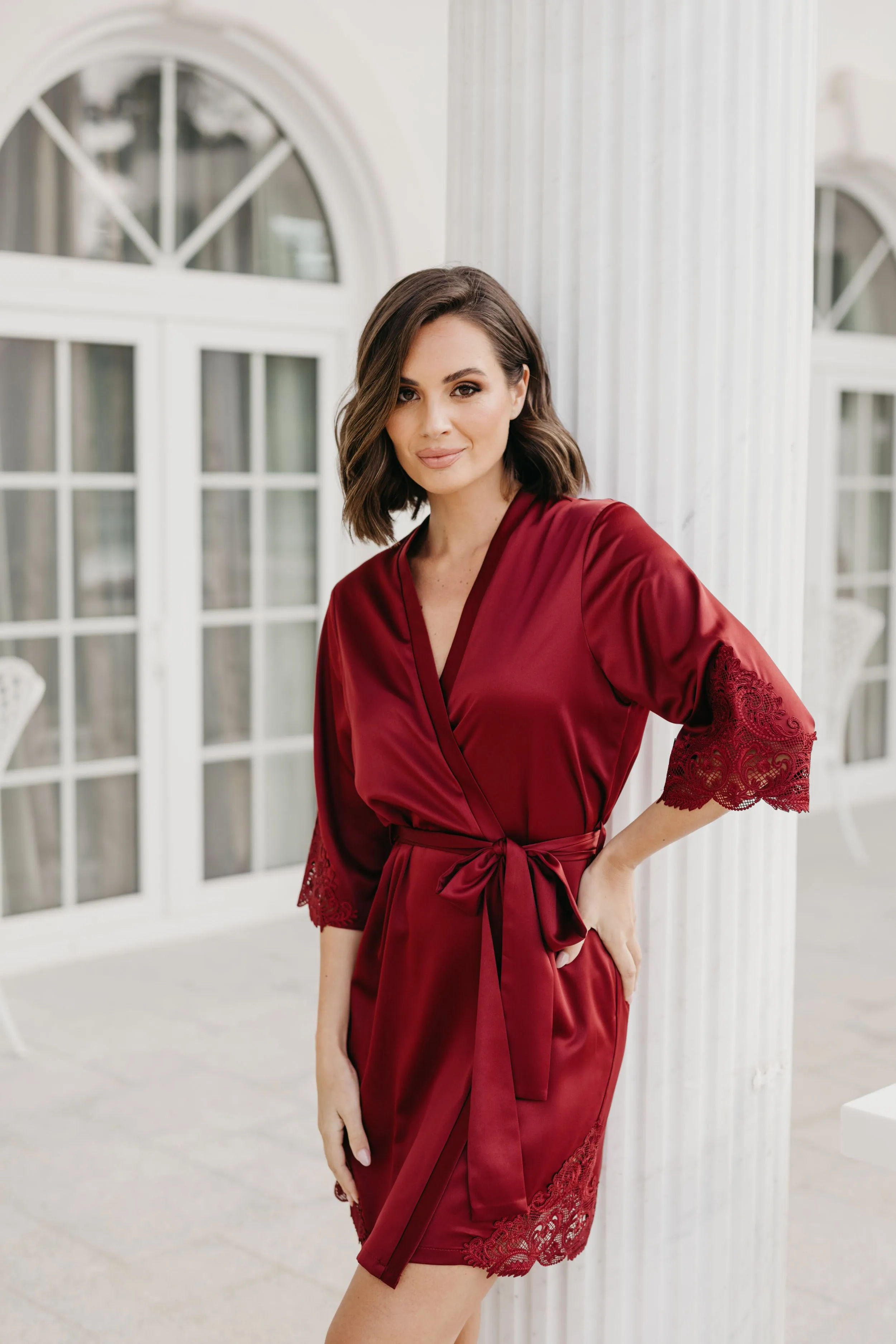 Lidia Lace Trim Robe