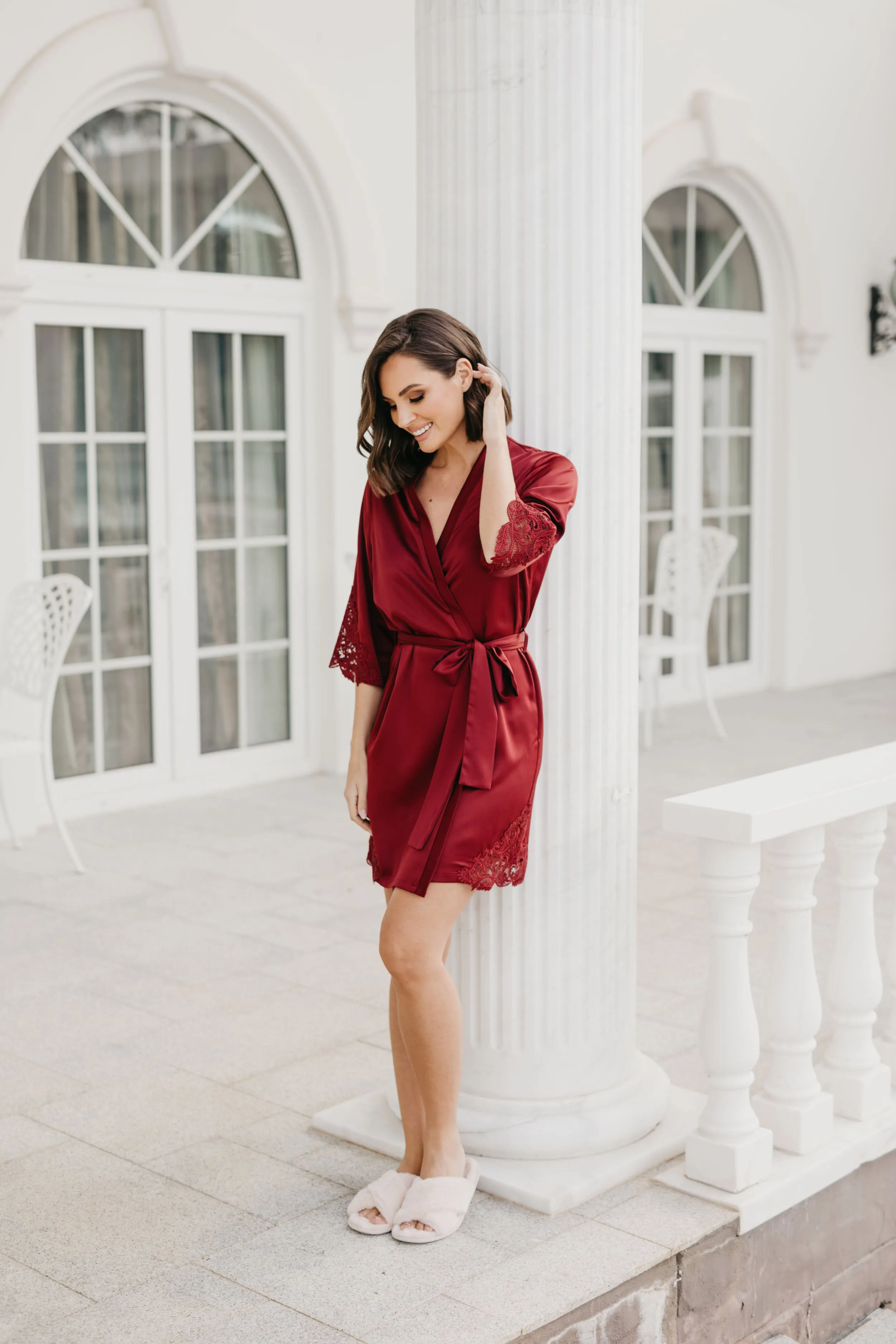 Lidia Lace Trim Robe