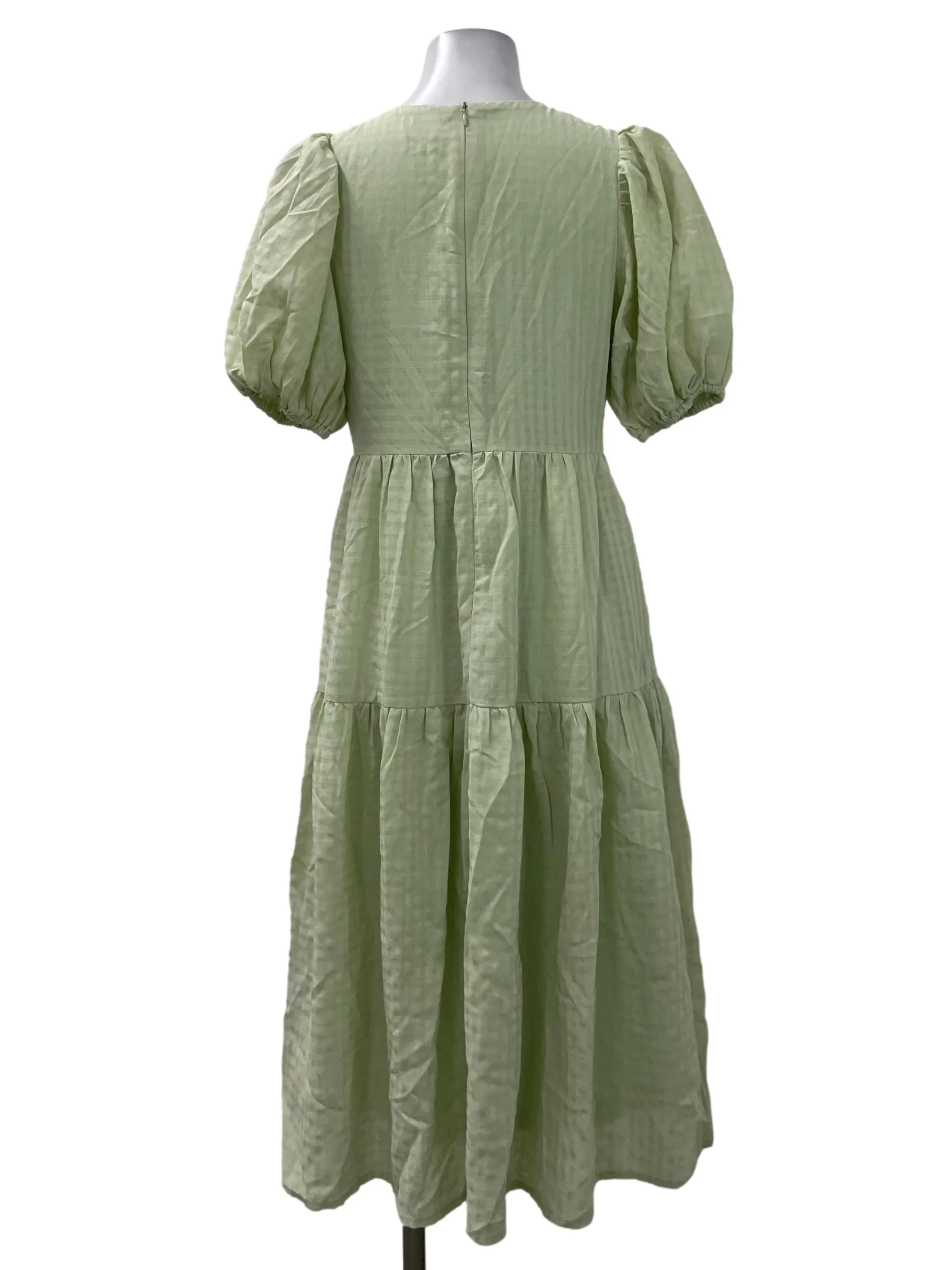 Light Green Textured Tiered Dress