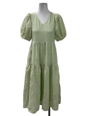 Light Green Textured Tiered Dress