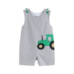 Lil Cactus Gray Gingham Tractor Shortall
