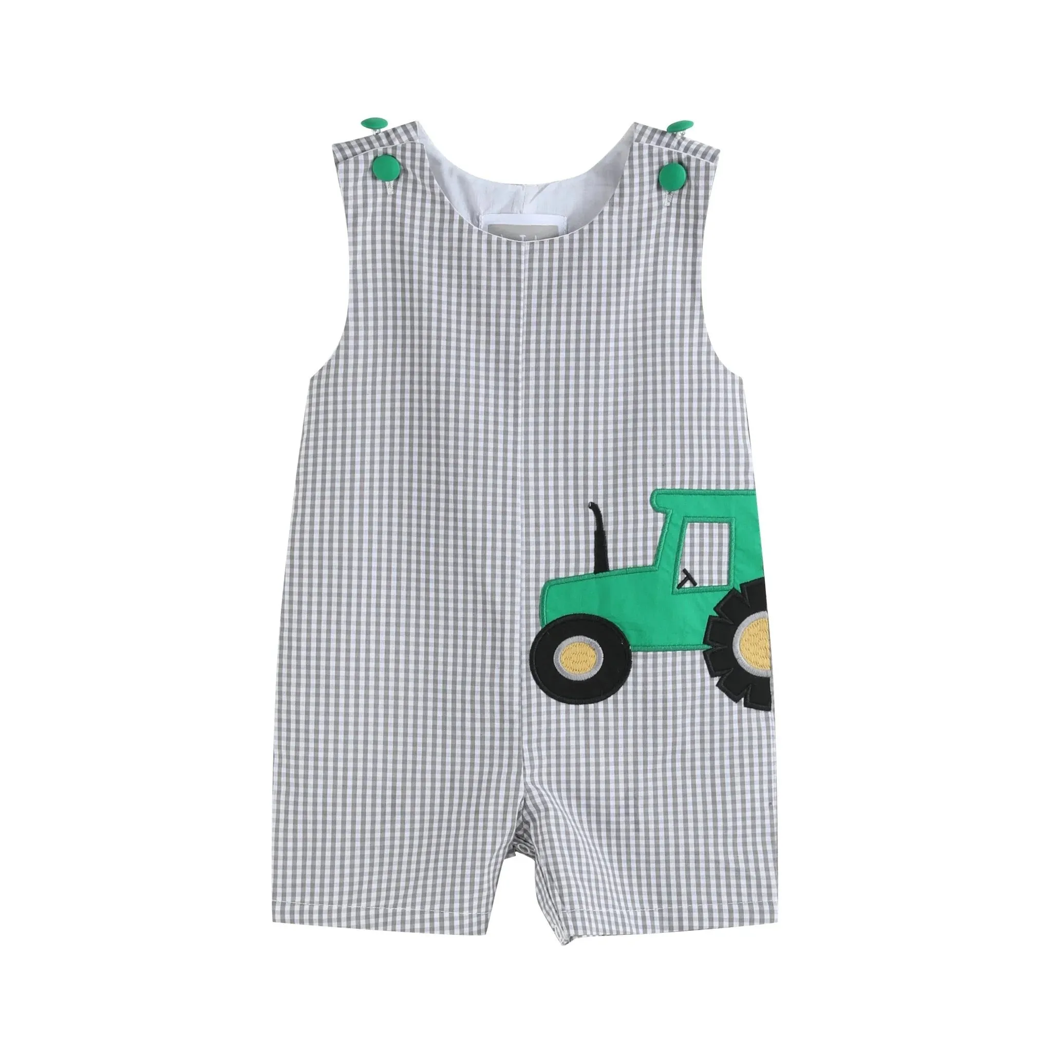 Lil Cactus Gray Gingham Tractor Shortall