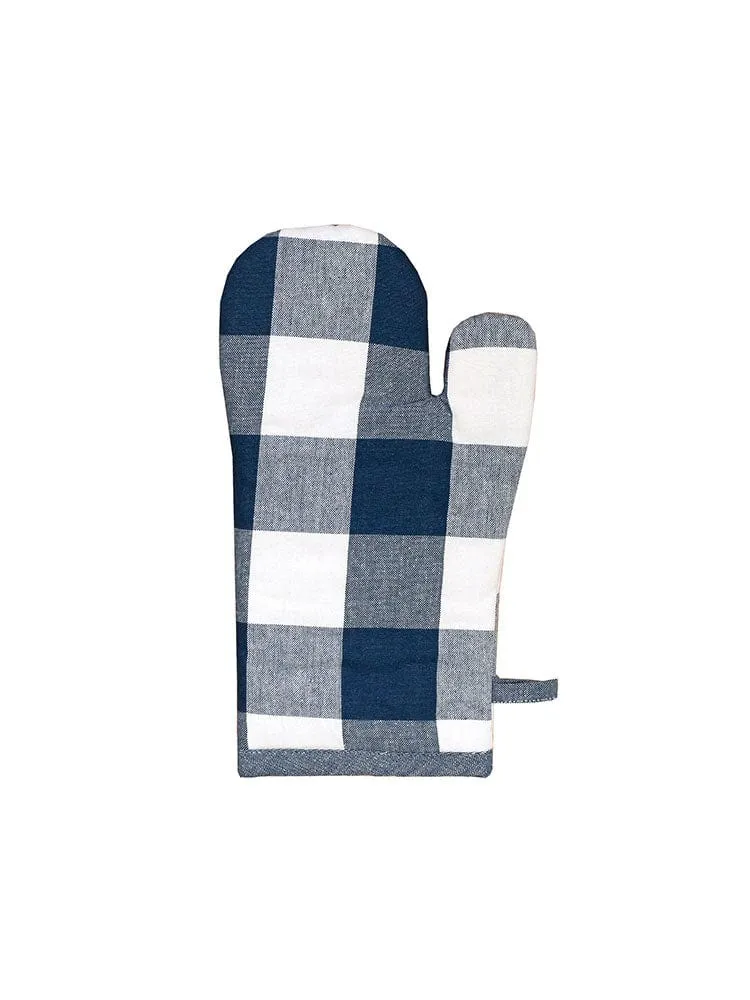 Linen House Revana Check Navy Oven Mitt