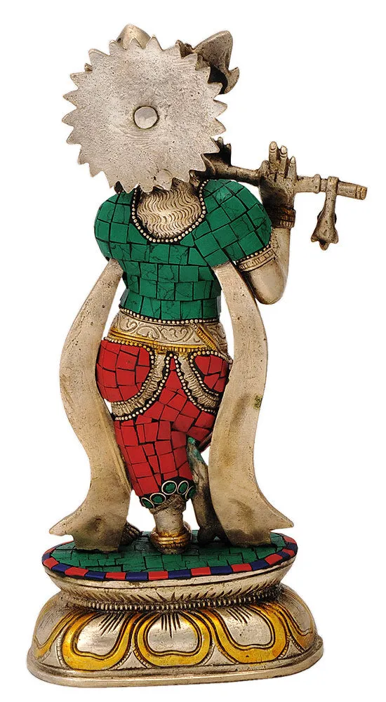Lord Krishna Playing Flute - Exquisite Brass Statue