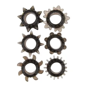 LUXE Textured Cock Ring Set - 6 Textured Rings for Intense Pleasure