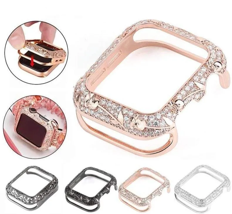 Luxury Carved Rhinestone Glitter Exquisite Cover For Apple Watch