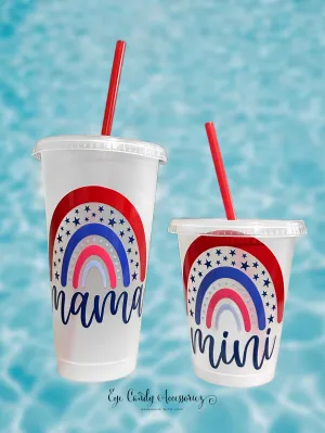 Mama   Mini Red White & Blue Rainbow Tumblers