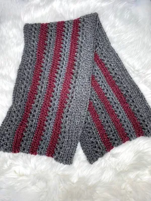 Maroon and Grey Textured Infinity Scarf