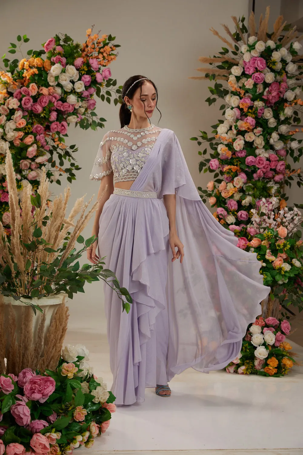 Mauve Saree Set