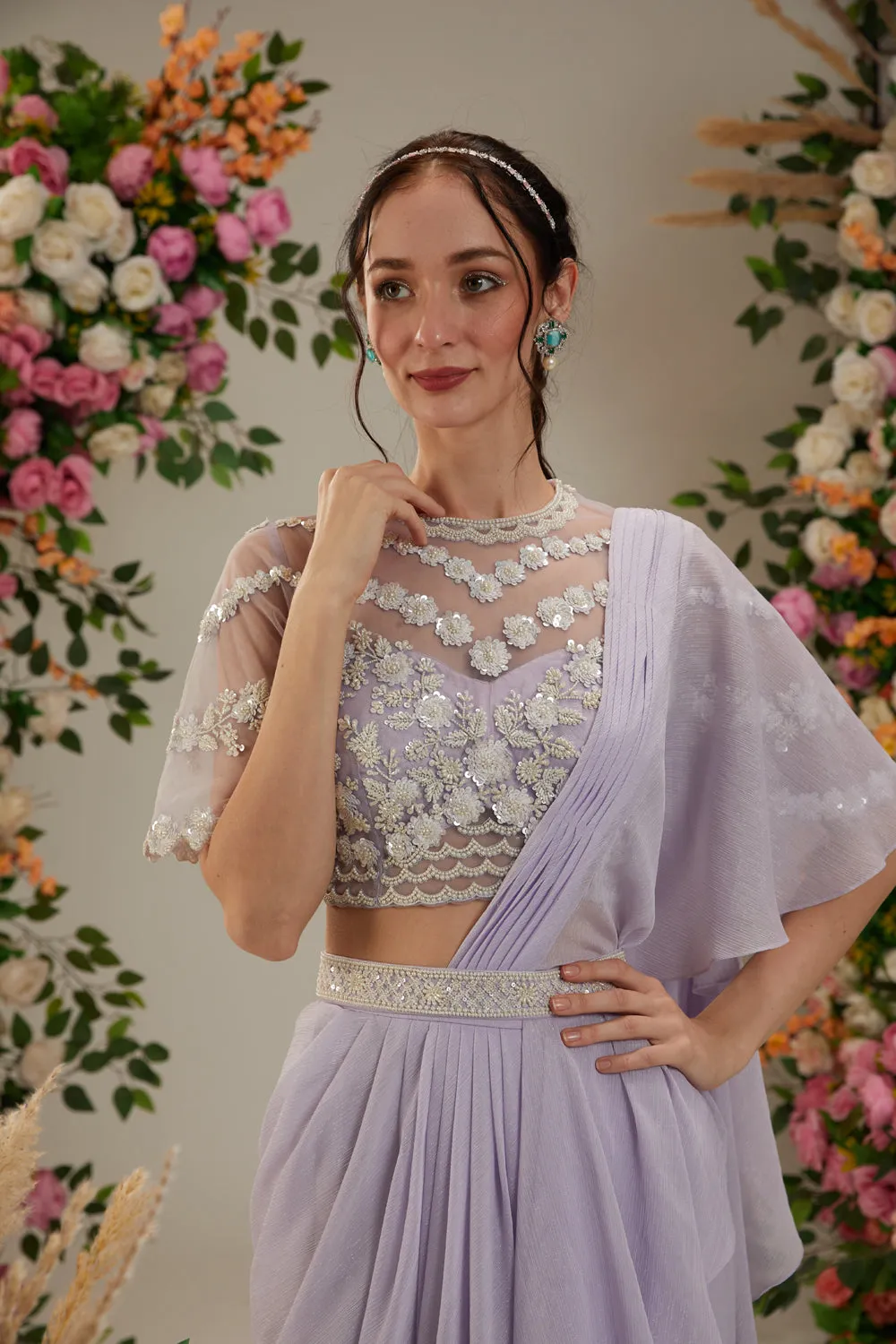 Mauve Saree Set