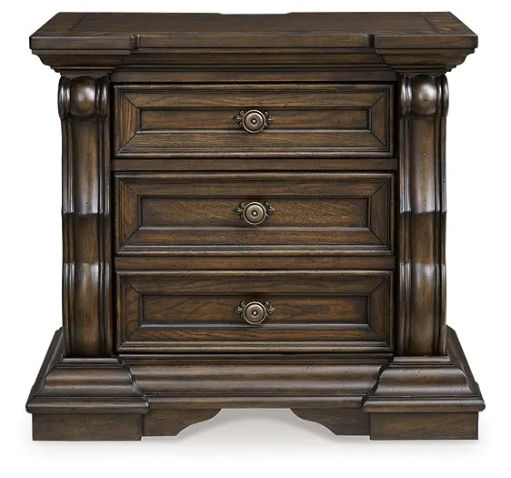 Maylee King Upholstered Bed with Mirrored Dresser and Nightstand