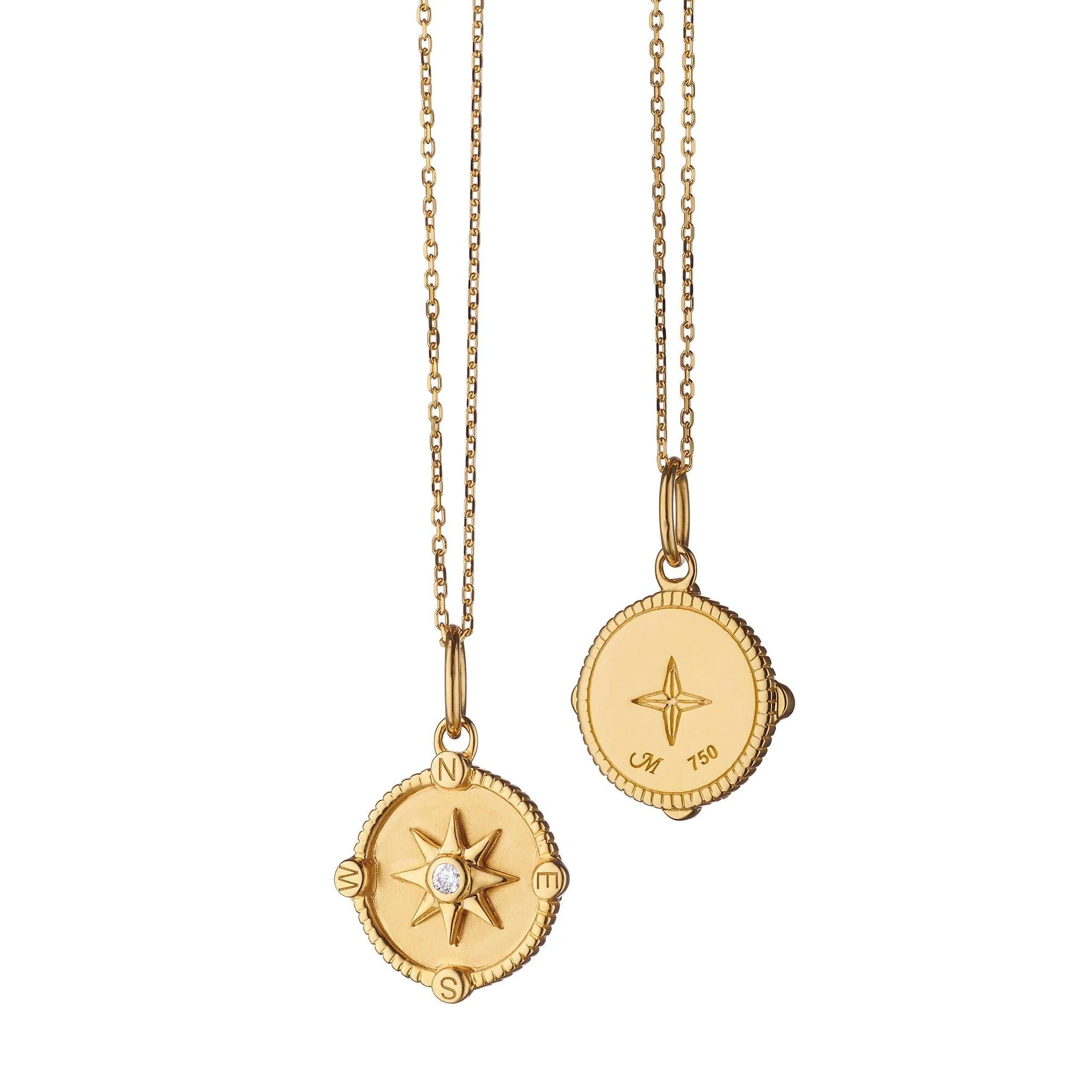 Mini "Adventure" Compass Charm with Diamond Accent