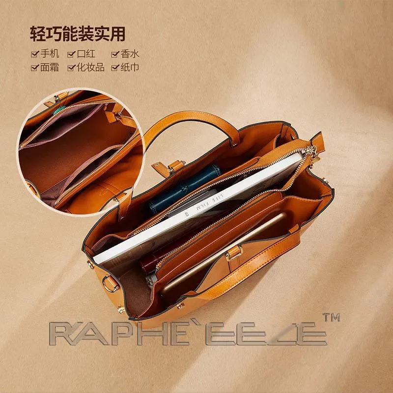 Mini Size Tote Handbag Purses Leather Brown Color