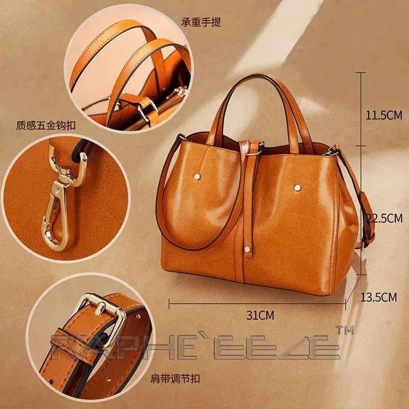 Mini Size Tote Handbag Purses Leather Brown Color