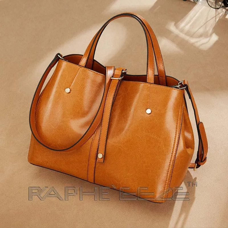 Mini Size Tote Handbag Purses Leather Brown Color
