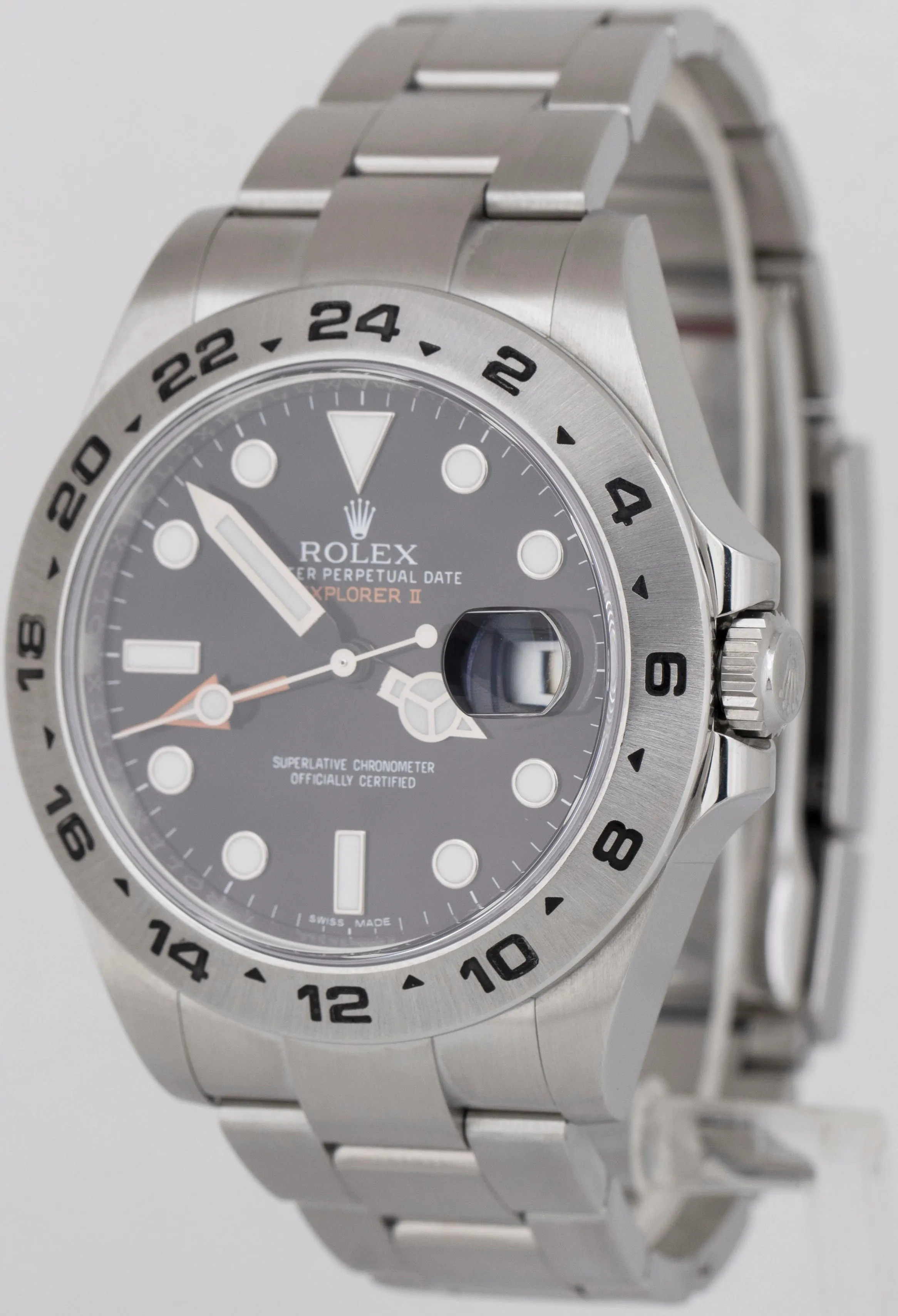 MINT 2018 PAPERS Rolex Explorer II 42mm BLACK Orange Steel GMT Watch BOX 216570