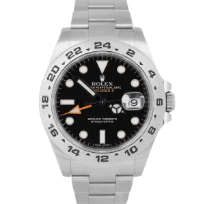 MINT 2018 PAPERS Rolex Explorer II 42mm BLACK Orange Steel GMT Watch BOX 216570