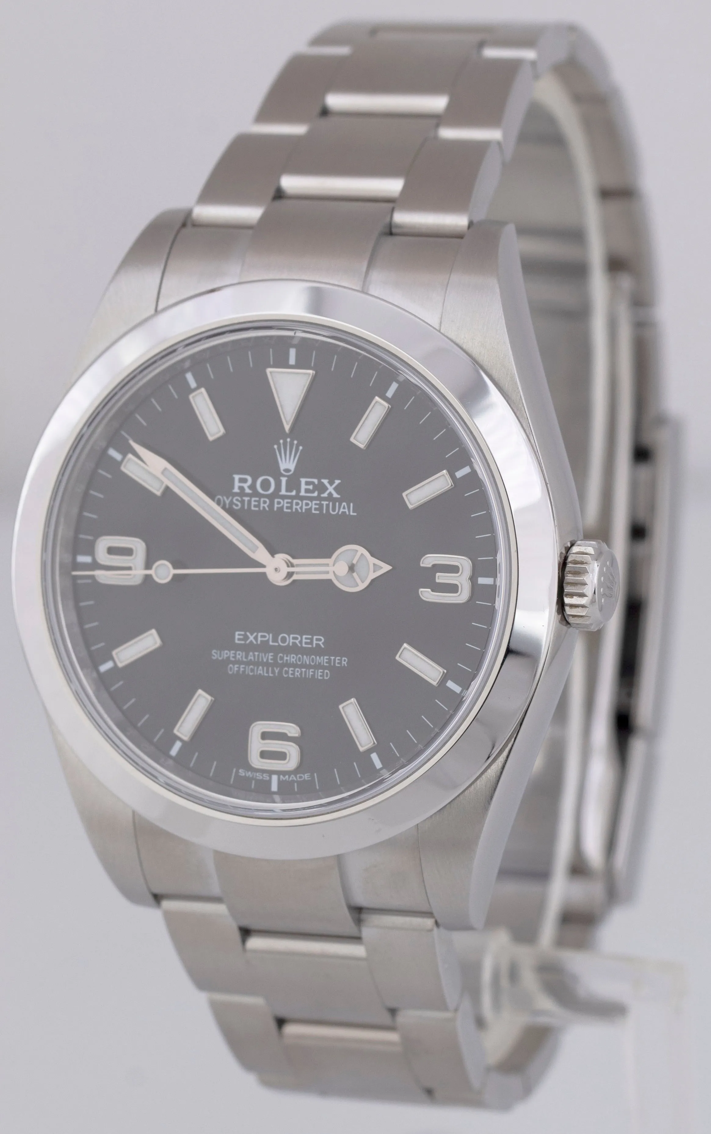 MINT PAPERS Rolex Explorer I 39mm MK2 FULL LUME 3-6-9 Steel Watch 214270 BOX