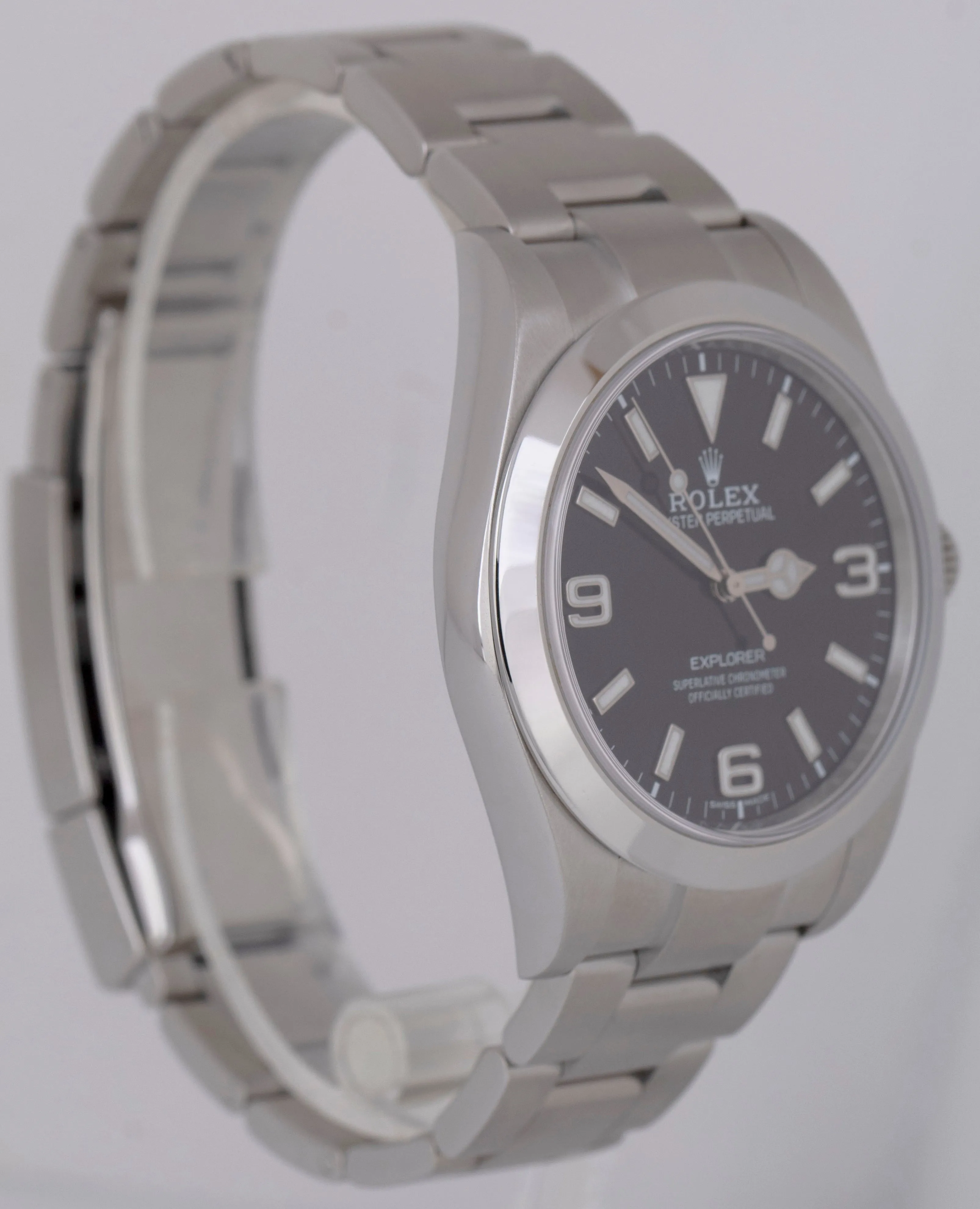 MINT PAPERS Rolex Explorer I 39mm MK2 FULL LUME 3-6-9 Steel Watch 214270 BOX