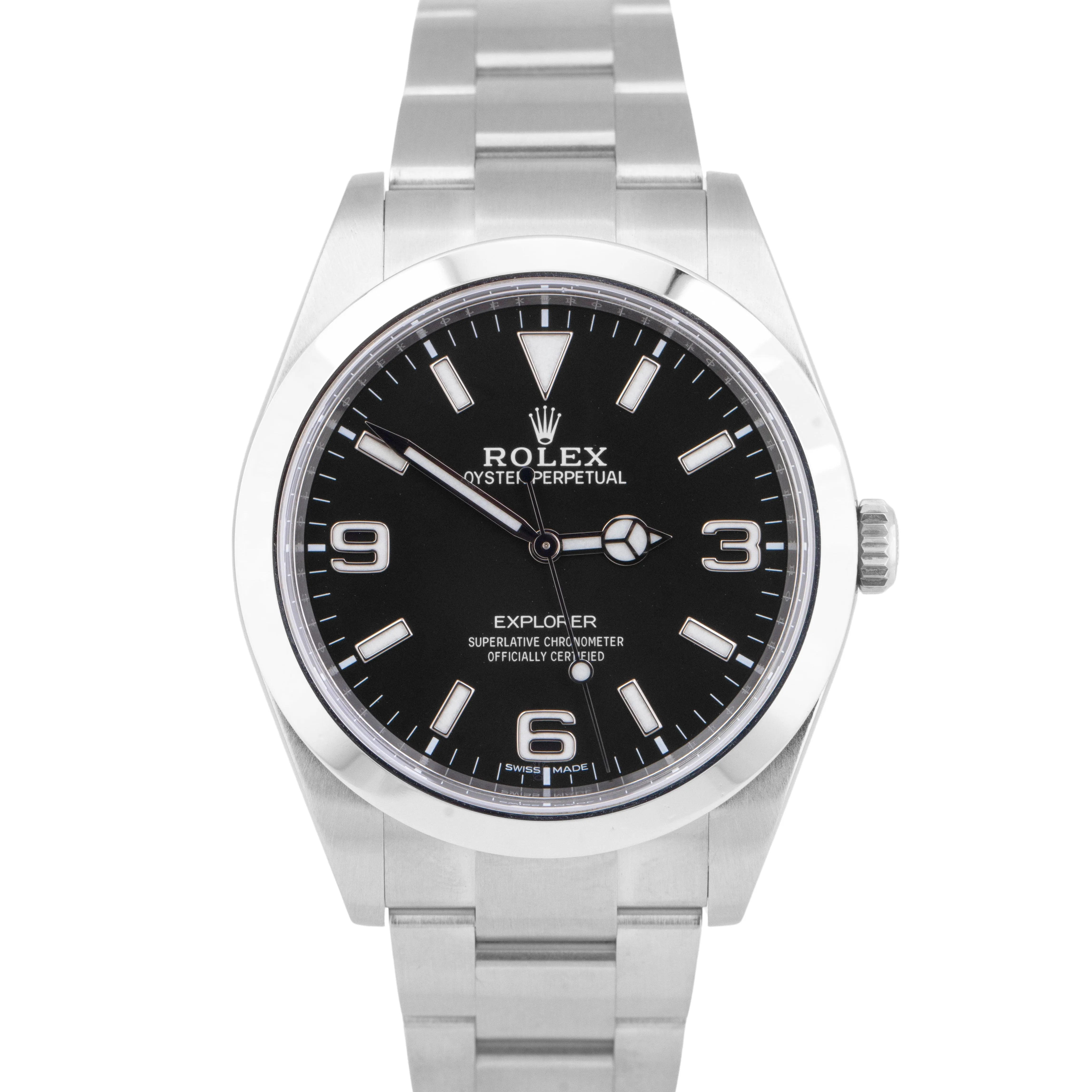 MINT PAPERS Rolex Explorer I 39mm MK2 FULL LUME 3-6-9 Steel Watch 214270 BOX