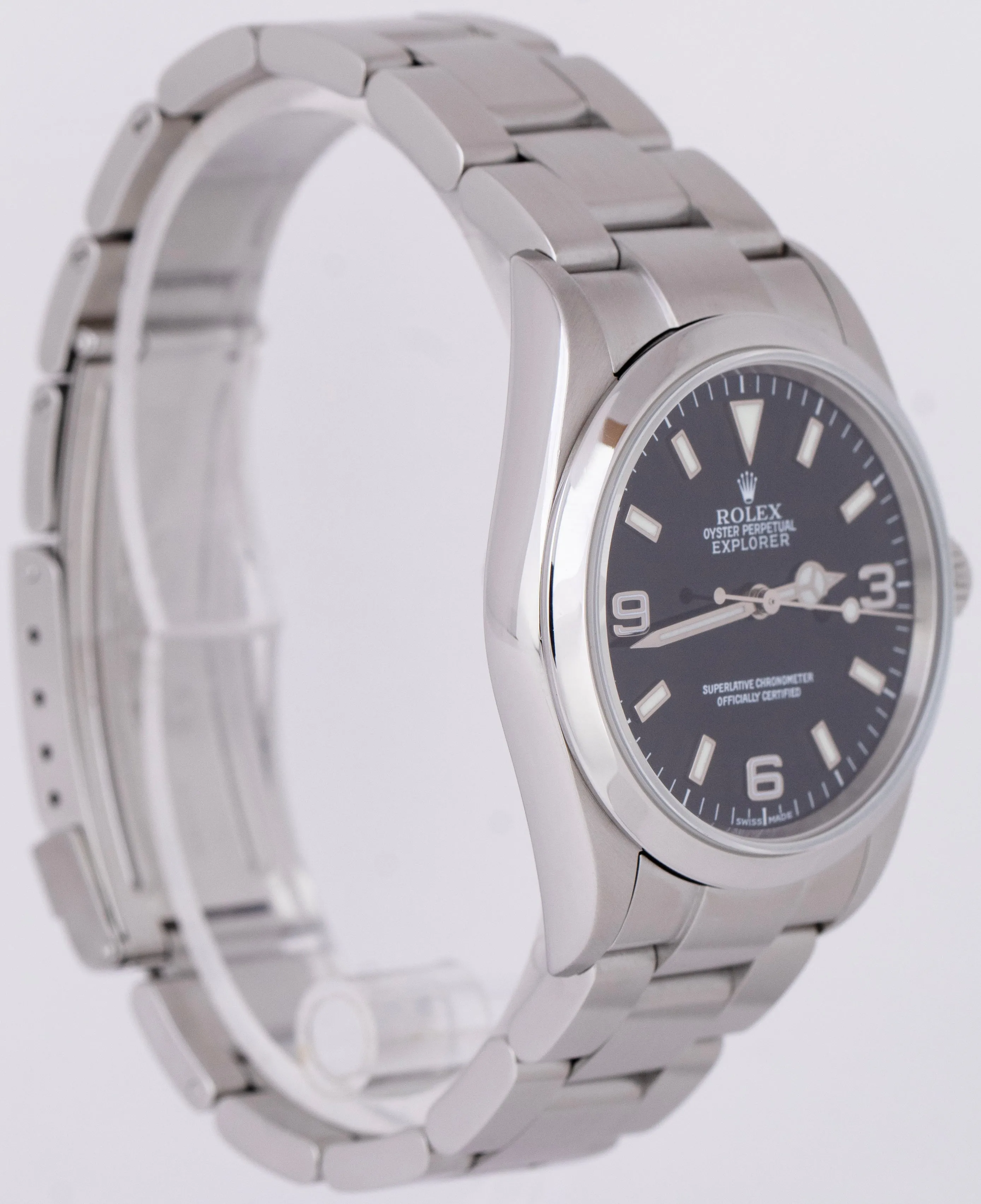 MINT Rolex Explorer I Black 36mm 3-6-9 Stainless Steel Oyster Watch 114270