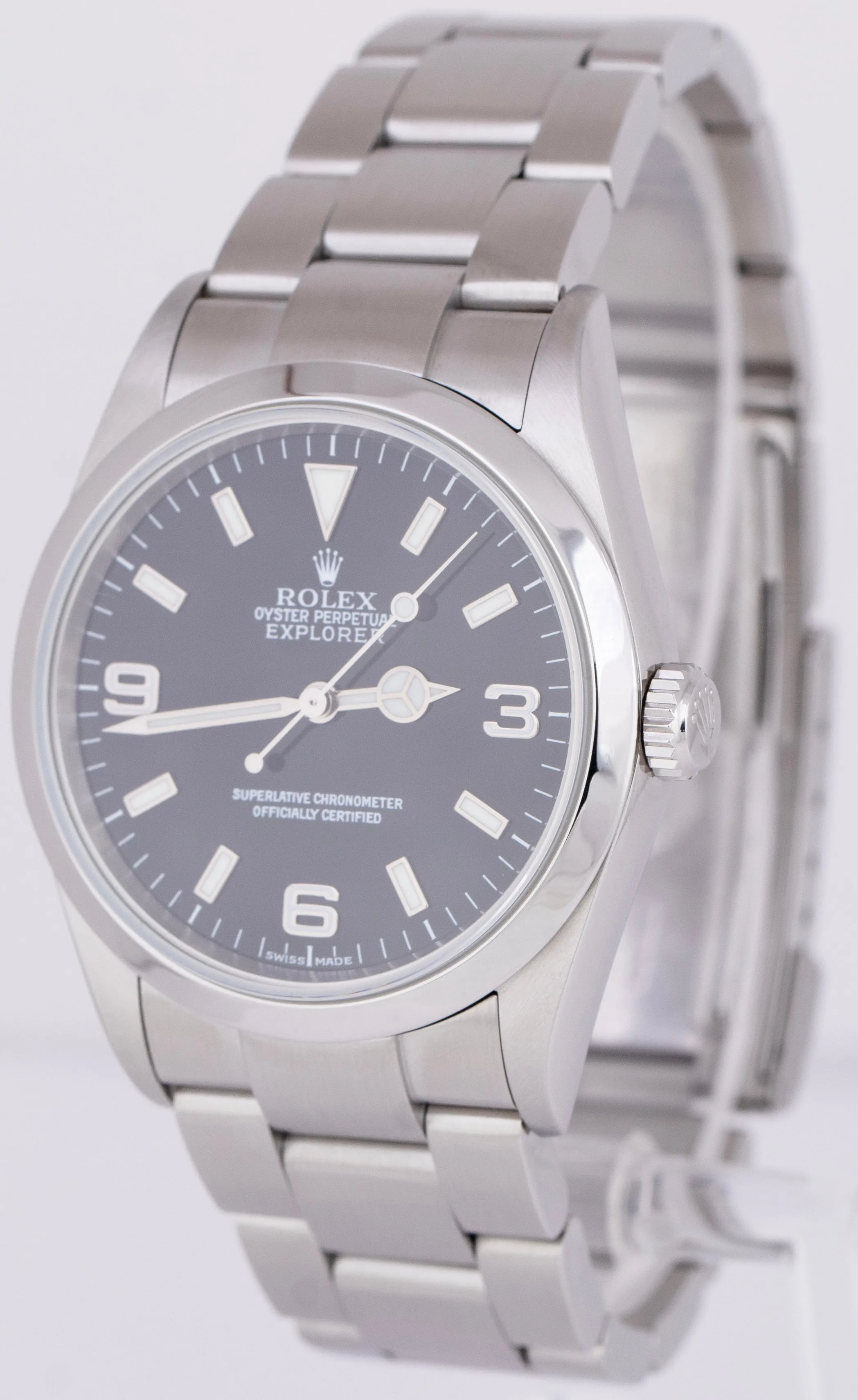MINT Rolex Explorer I Black 36mm 3-6-9 Stainless Steel Oyster Watch 114270