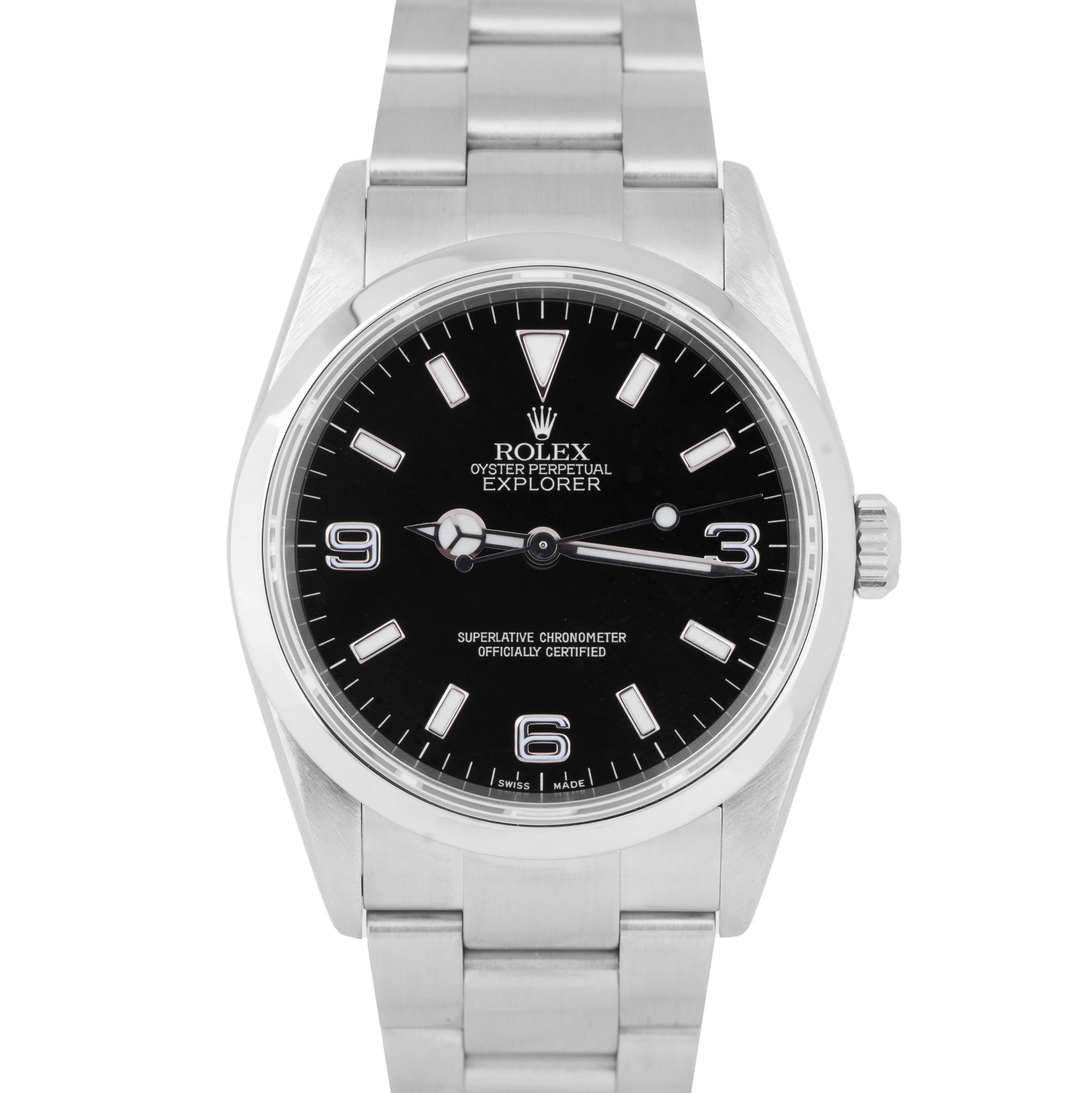 MINT Rolex Explorer I Black 36mm 3-6-9 Stainless Steel Oyster Watch 114270