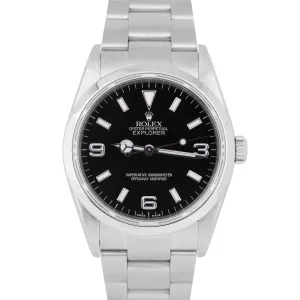 MINT Rolex Explorer I Black 36mm 3-6-9 Stainless Steel Oyster Watch 114270