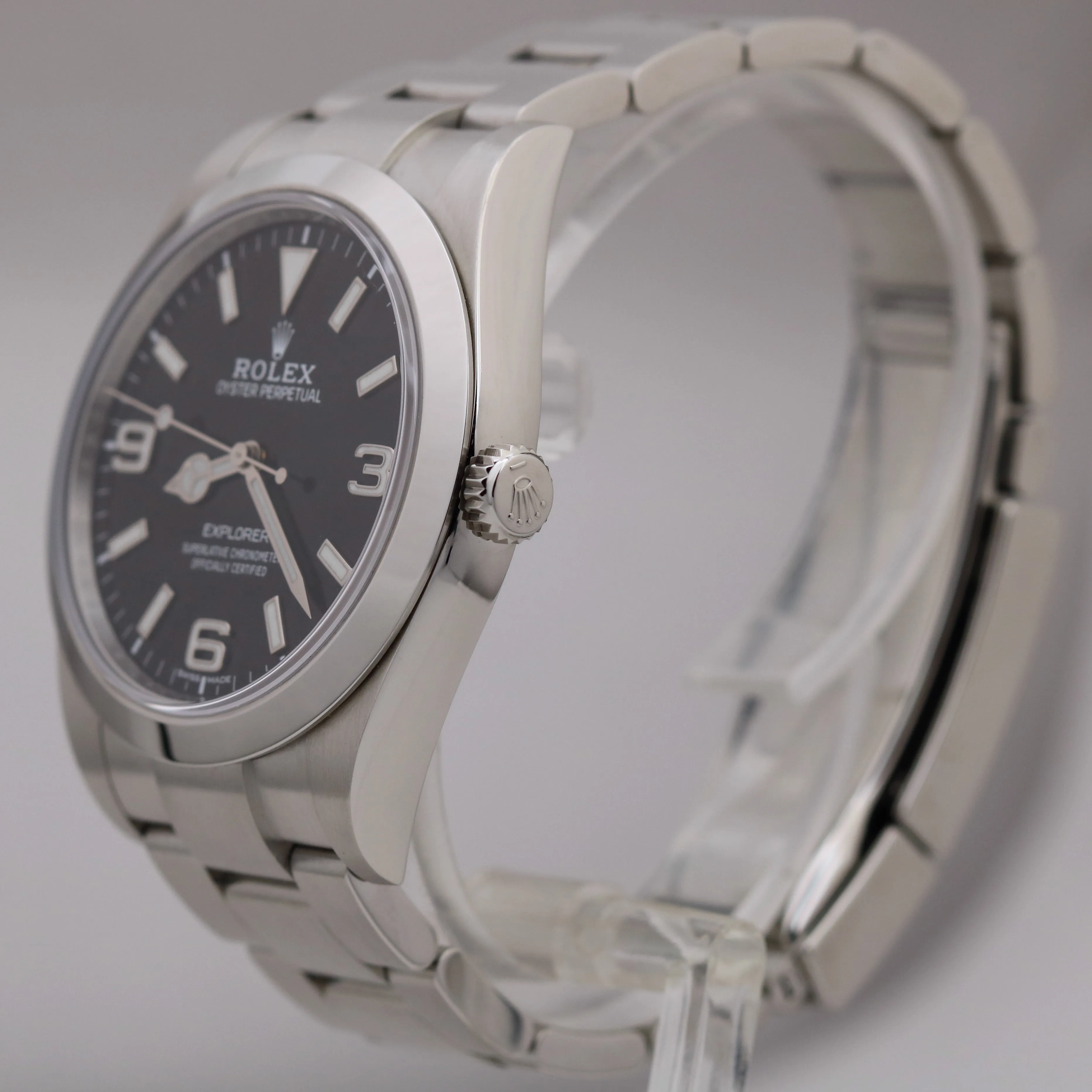 MINT Rolex Explorer I Black 39mm FULL LUME Stainless Steel MK2 Watch 214270
