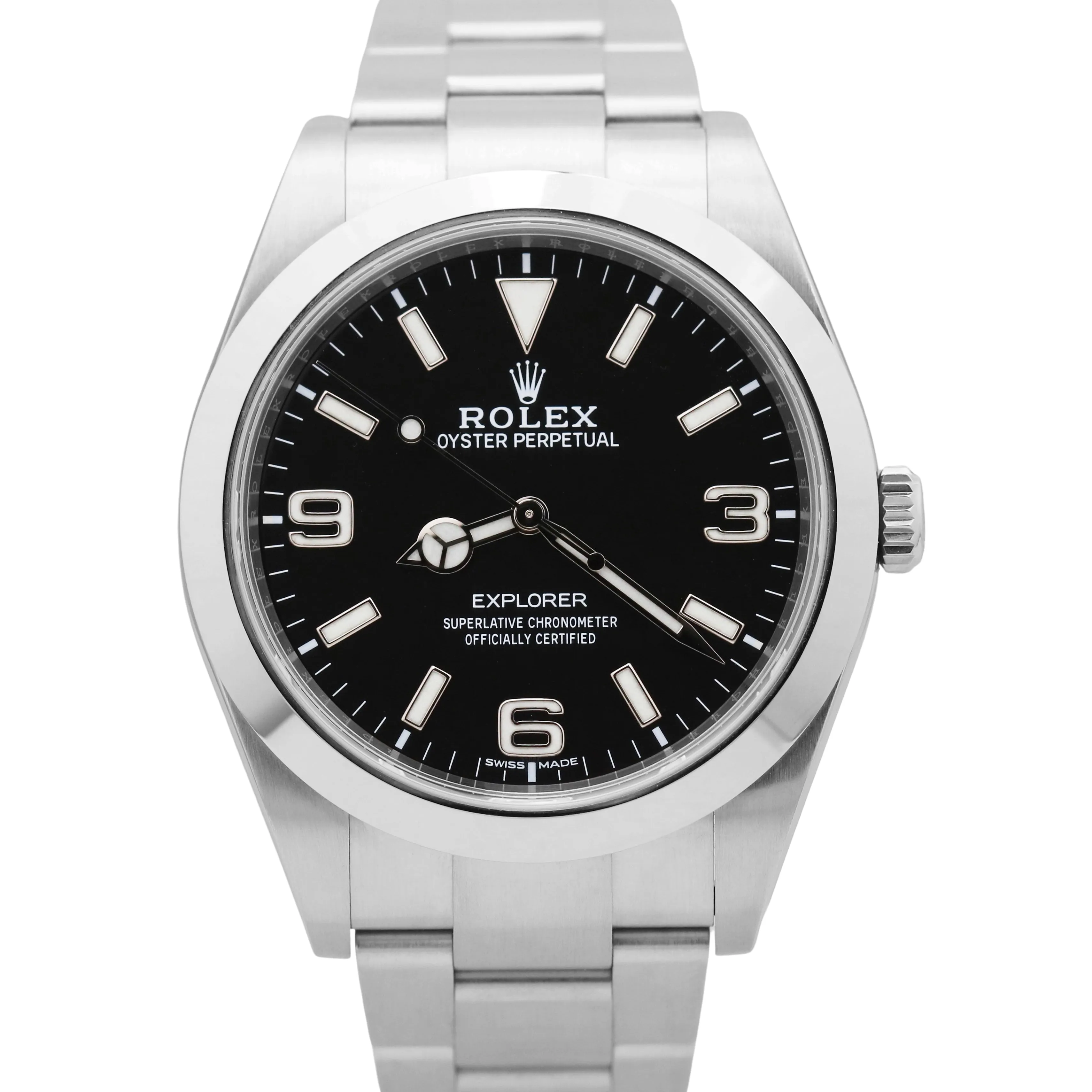 MINT Rolex Explorer I Black 39mm FULL LUME Stainless Steel MK2 Watch 214270