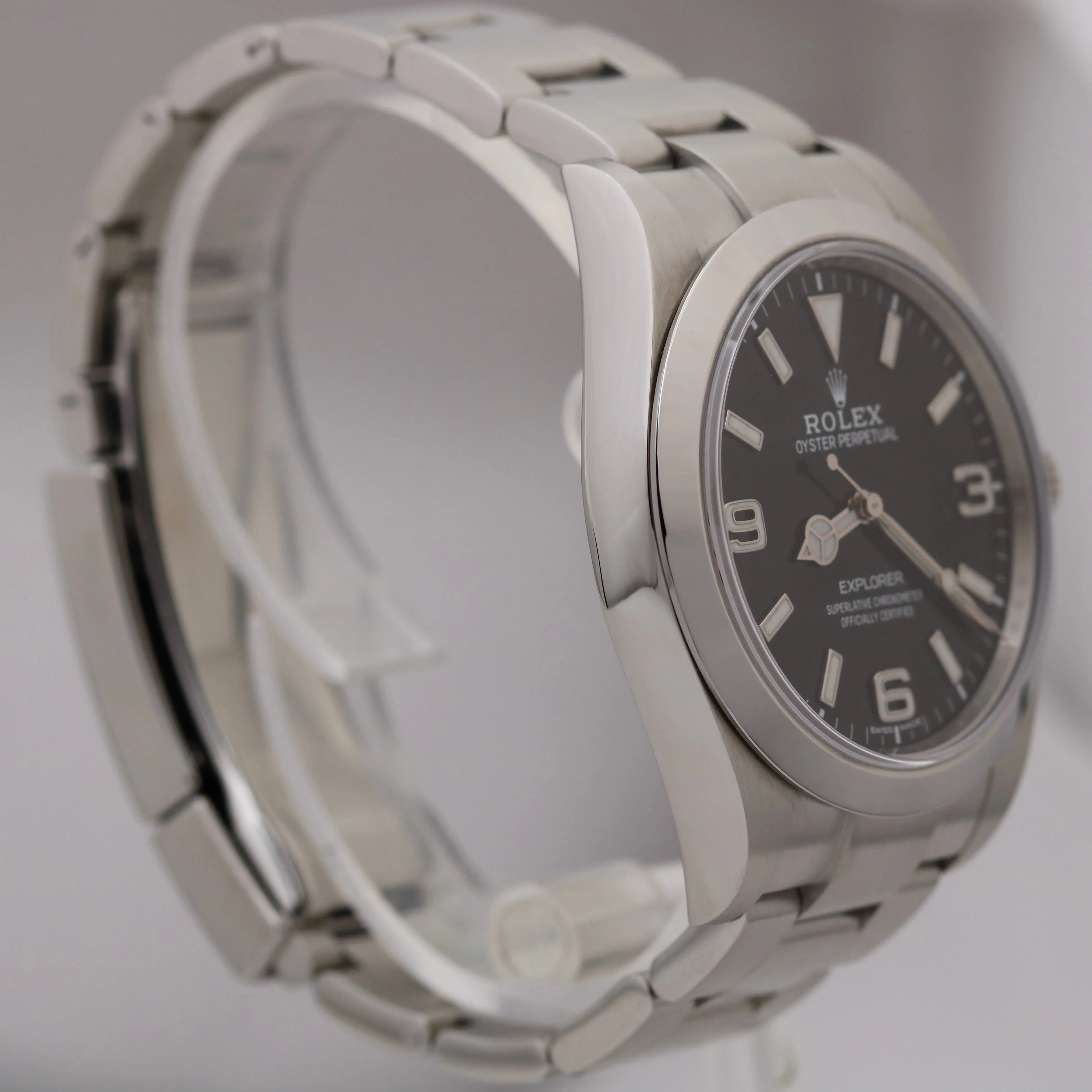 MINT Rolex Explorer I Black 39mm FULL LUME Stainless Steel MK2 Watch 214270