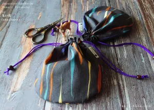 Mizu Fūsen (Water Balloon) Black, Temari Kinchaku Purse, tkjp0004