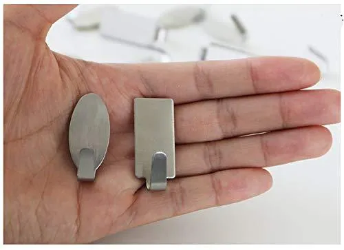 MOKARO Towel Adhesive Hooks Stainless Steel, Damage-Free Hanging Hooks Mini, 18-Hooks, Rectangle
