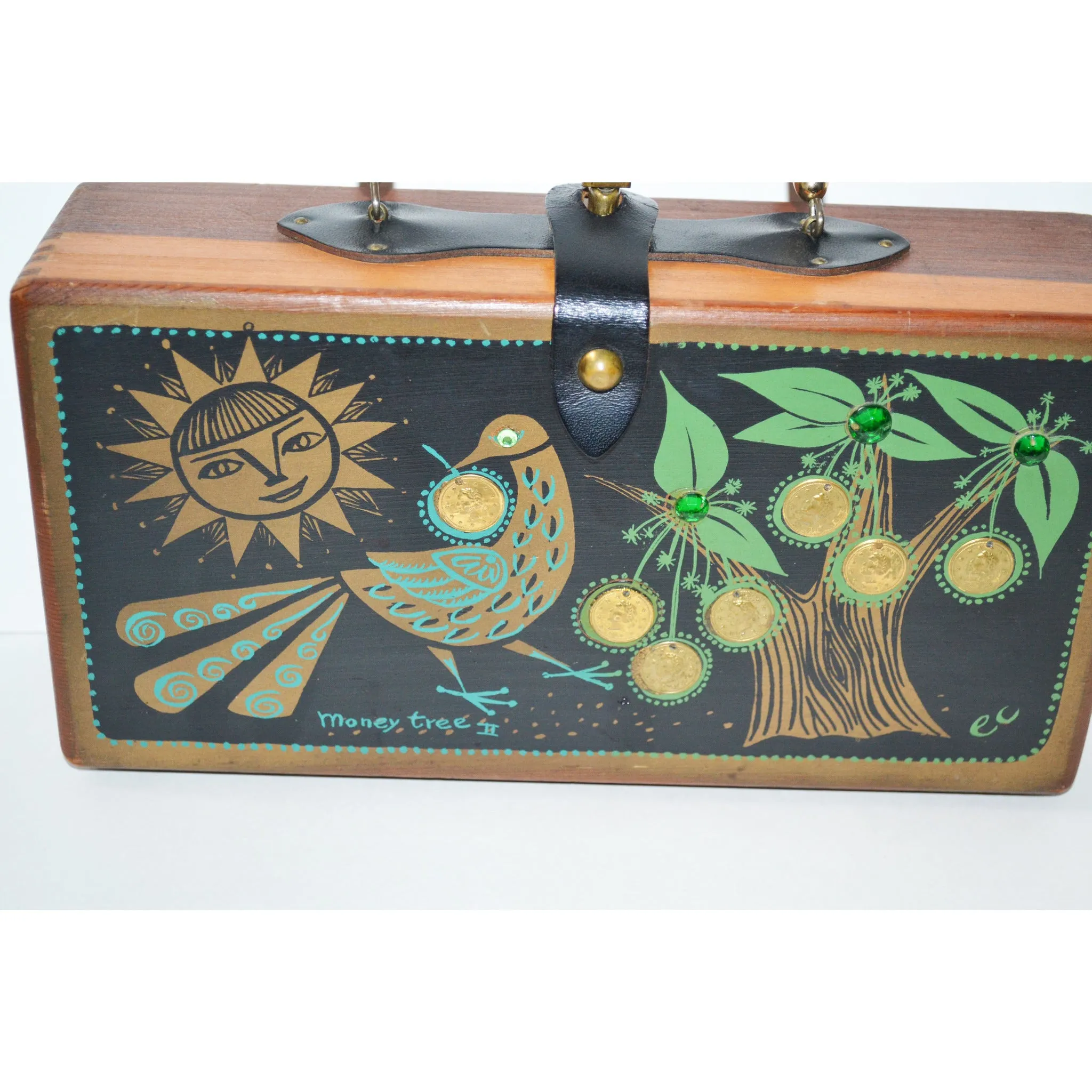 Money Tree II Wooden Box Purse By Enid Collins