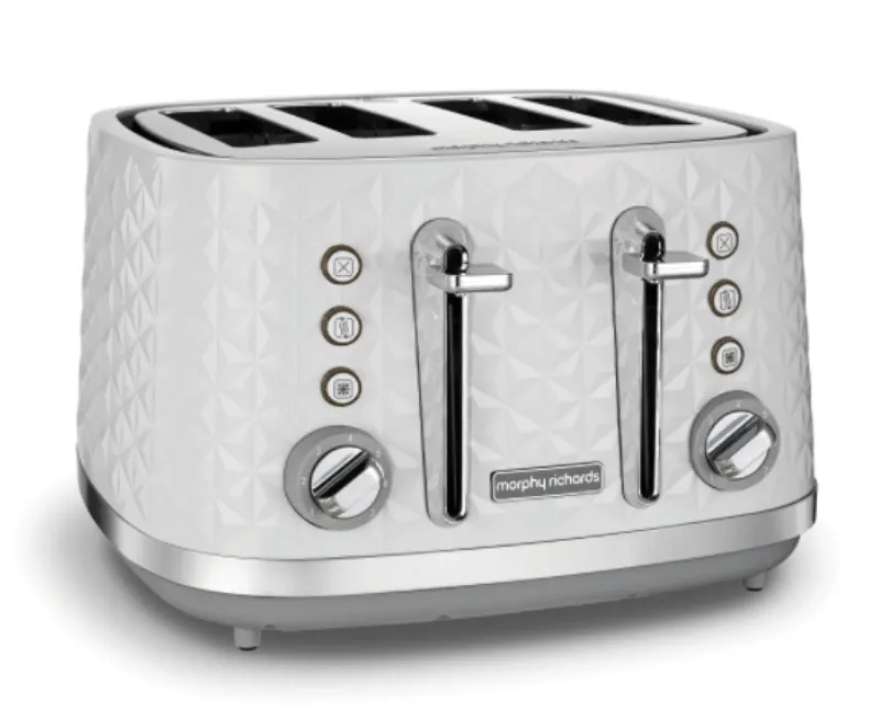 Morphy Richards Toaster 4 Slice Plastic White 7 Heat Settings 1600W Vector