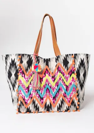 Multi Color Embroidered Jacquard Tote Bag