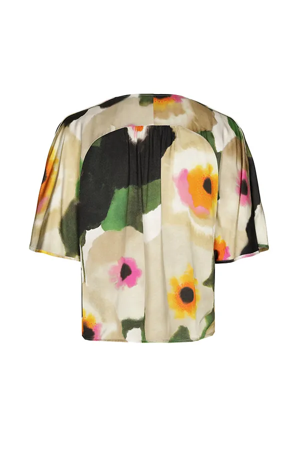 MULTICOLOR FLORAL PRINT SHORT SUPPLE TOP