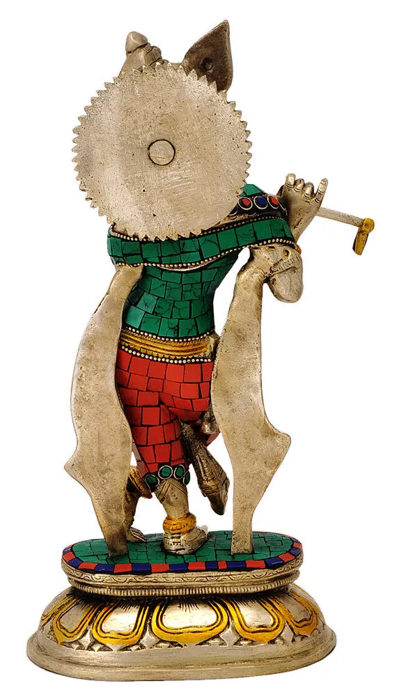 Murlidhar Krishna Playing Flute - Exquisite Brass Statue