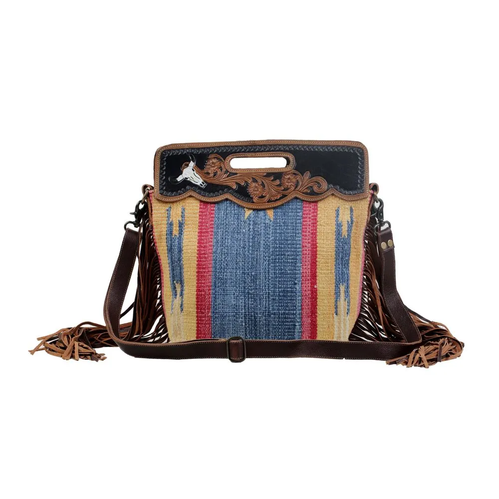 Myra Bag Blue Stream Hand-Tooled Bag