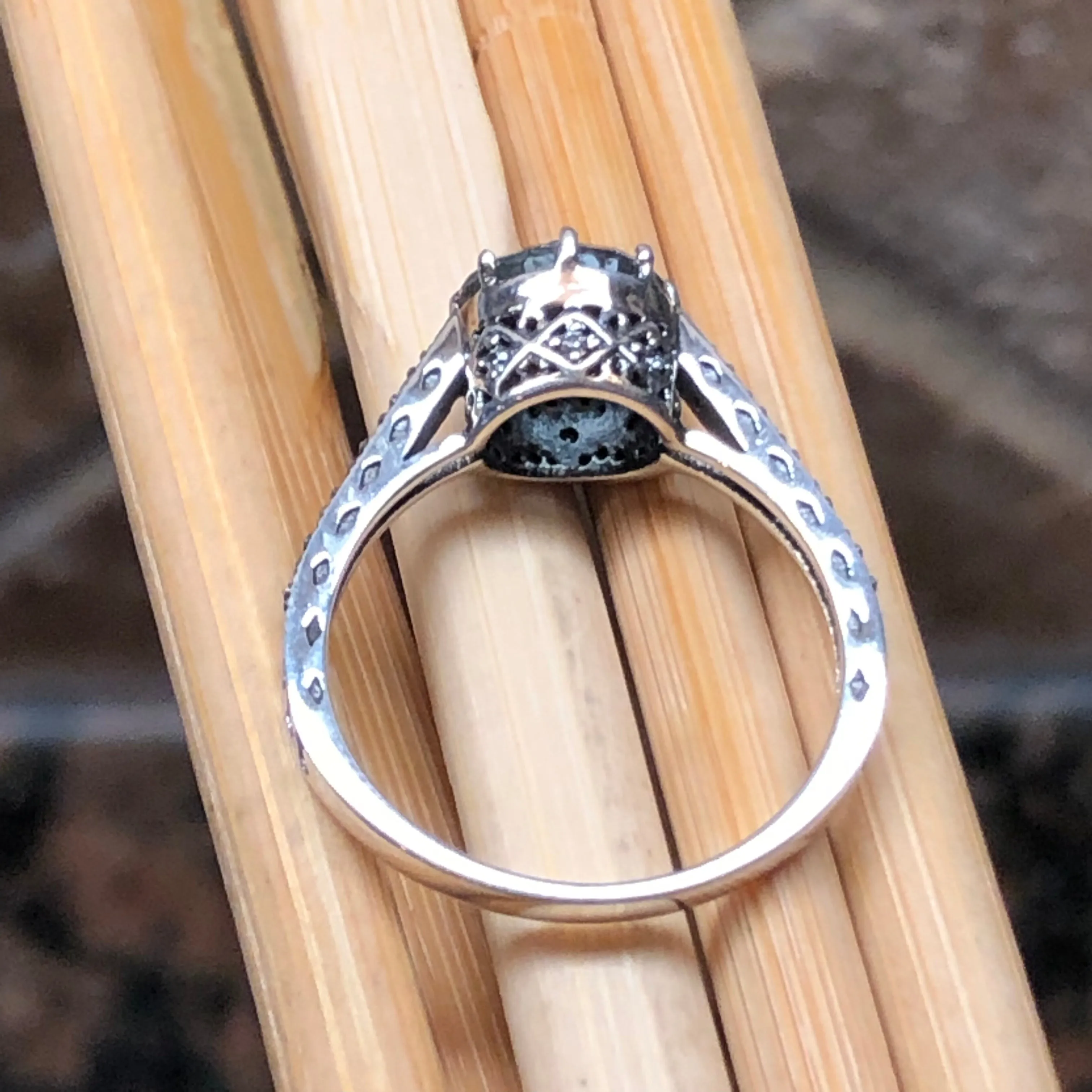 Natural 1ct Aquamarine 925 Sterling Silver Engagement Ring Size 6, 7, 8, 9