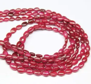 Natural Dyed Africa Blood Red Ruby Smooth Oval Gemstone Loose Bead Strand 16" 5mm 7mm