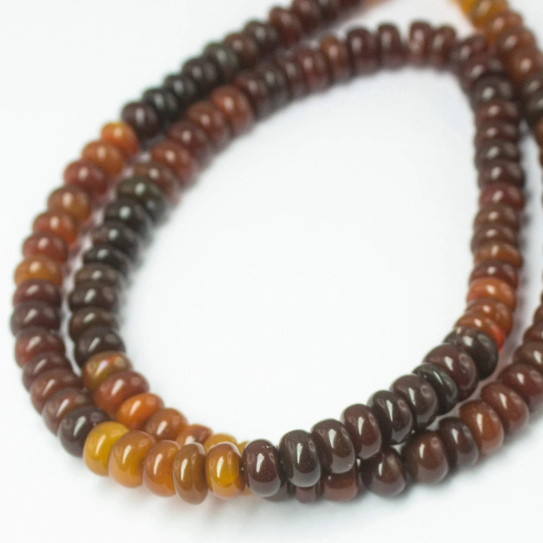 Natural Multi Color Ethiopian Opal Smooth Rondelle Beads 6.5mm 16inches