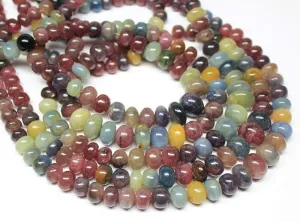 Natural Multi Sapphire Smooth Rondelle Beads Loose Gemstone Strand 8" 7mm 12mm